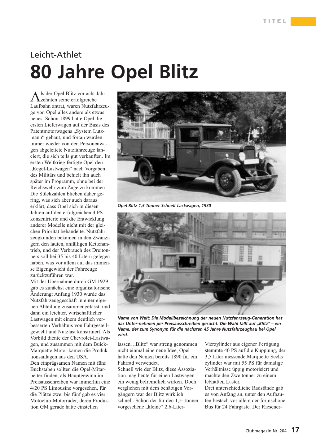 80 Jahre Opel Blitz