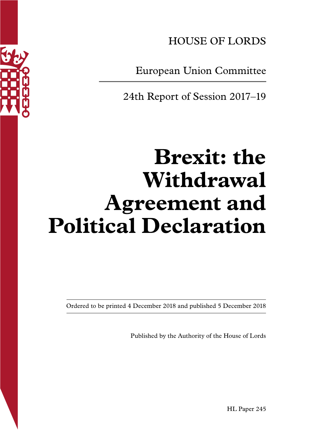 Brexit: the Withdrawal Agreement and Political Declaration