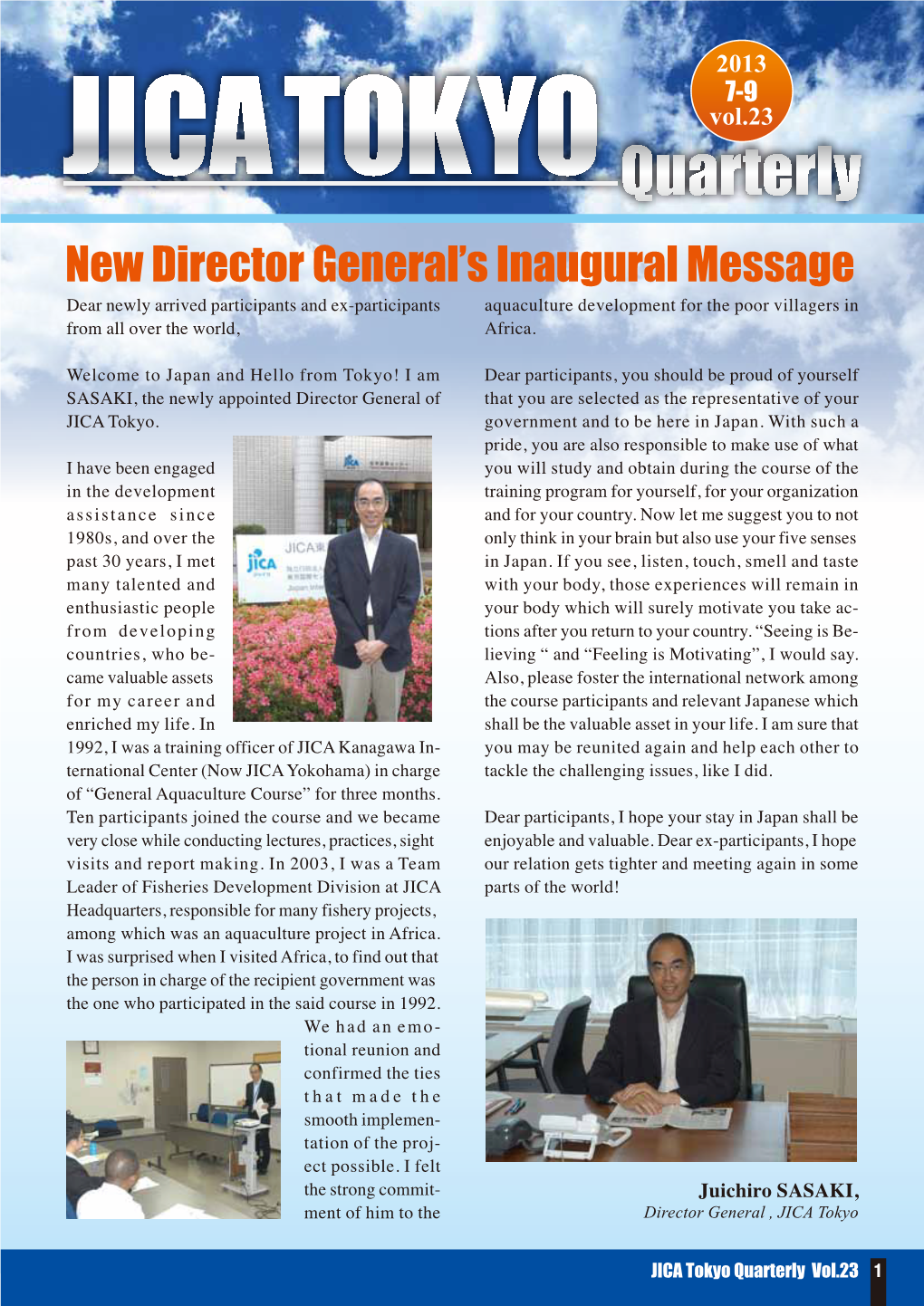 New Director General's Inaugural Message