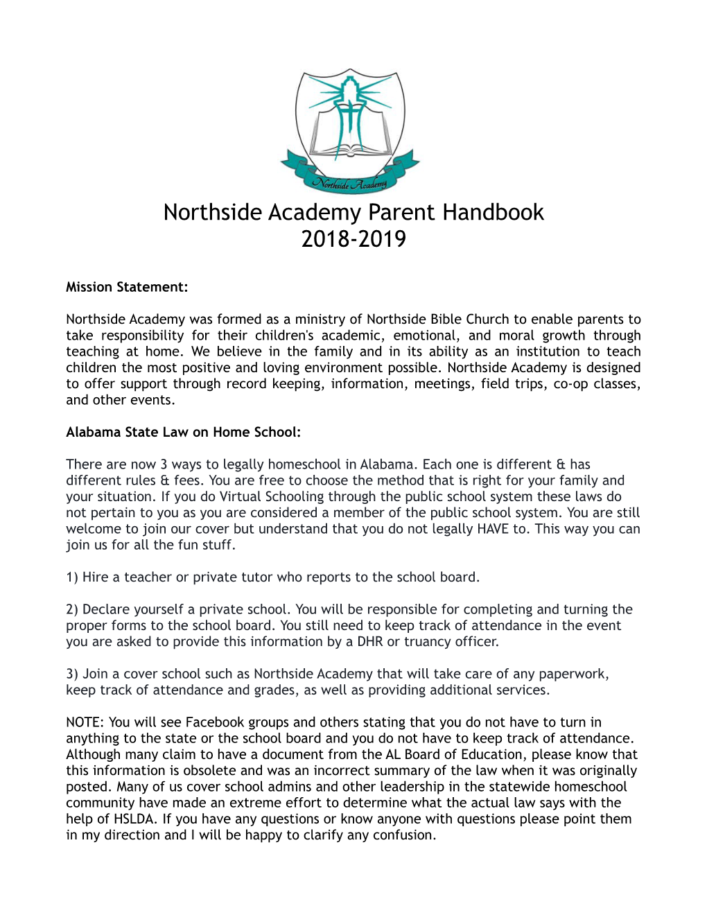 Northside Academy Parent Handbook 2018-2019