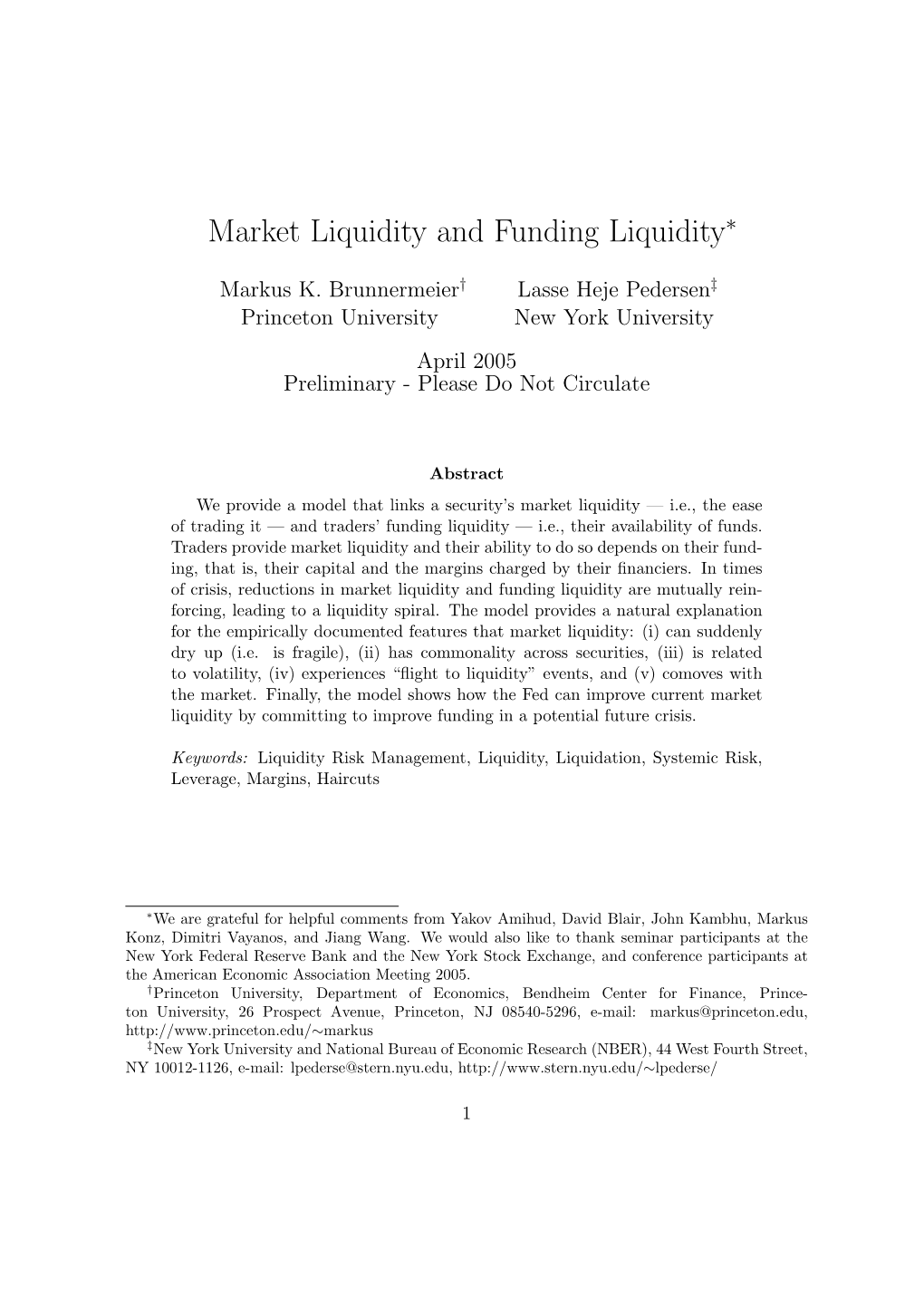 Market Liquidity and Funding Liquidity∗