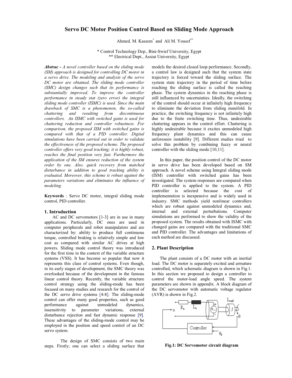 Servo DC Motor Position Control Based on Sliding Mode Approach