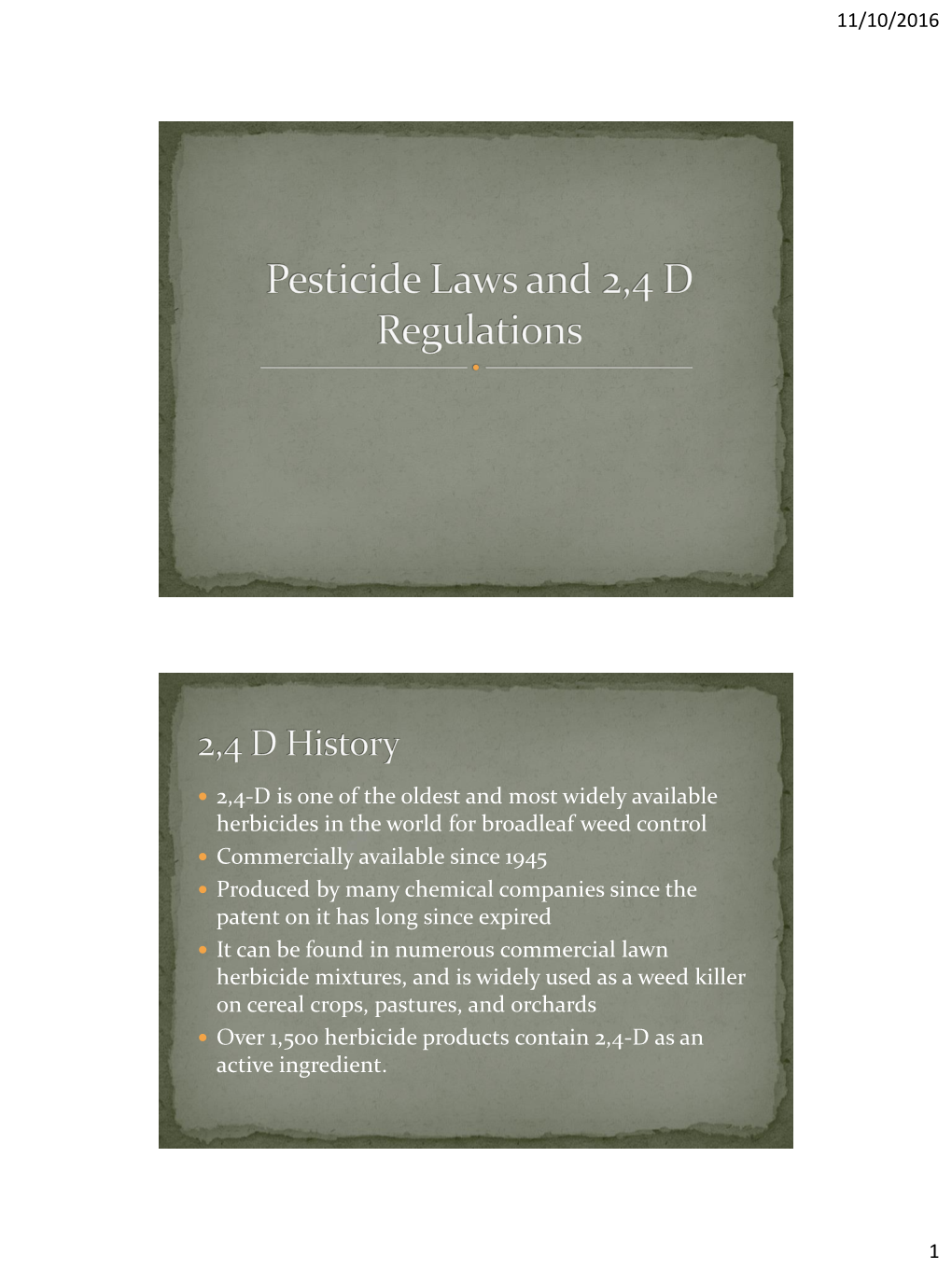 Pesticide Laws and 2,4 D Regulations