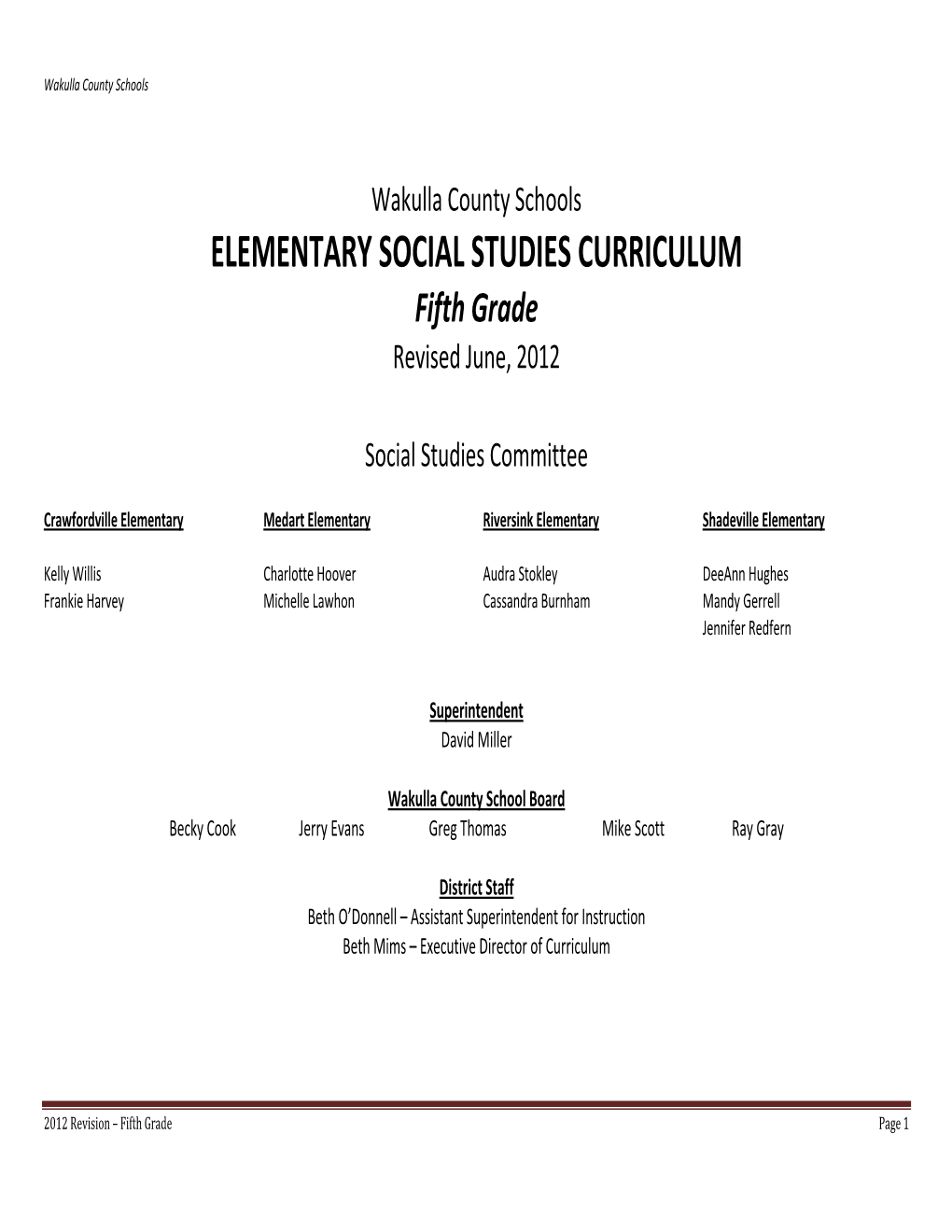 Social Studies-Fifth Grade