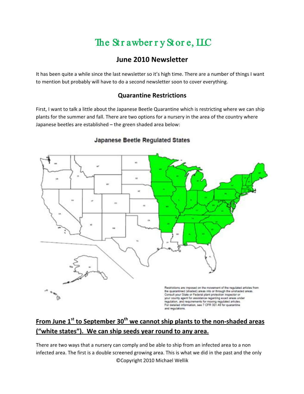 The Strawberry Store, LLC June 2010 Newsletter