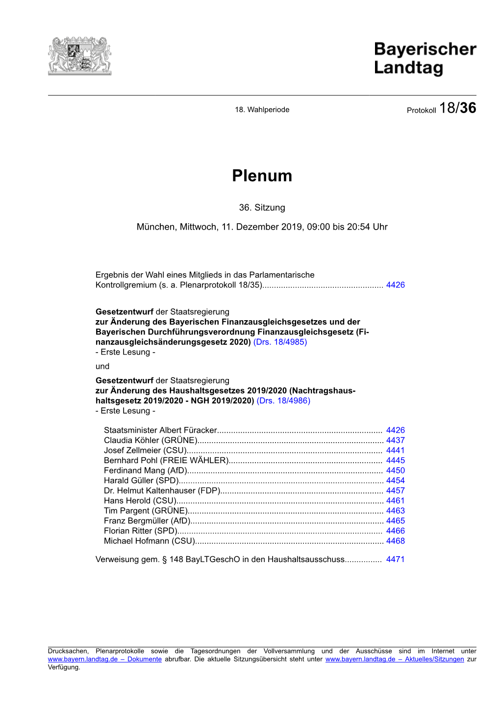 Plenarprotokoll 18/36