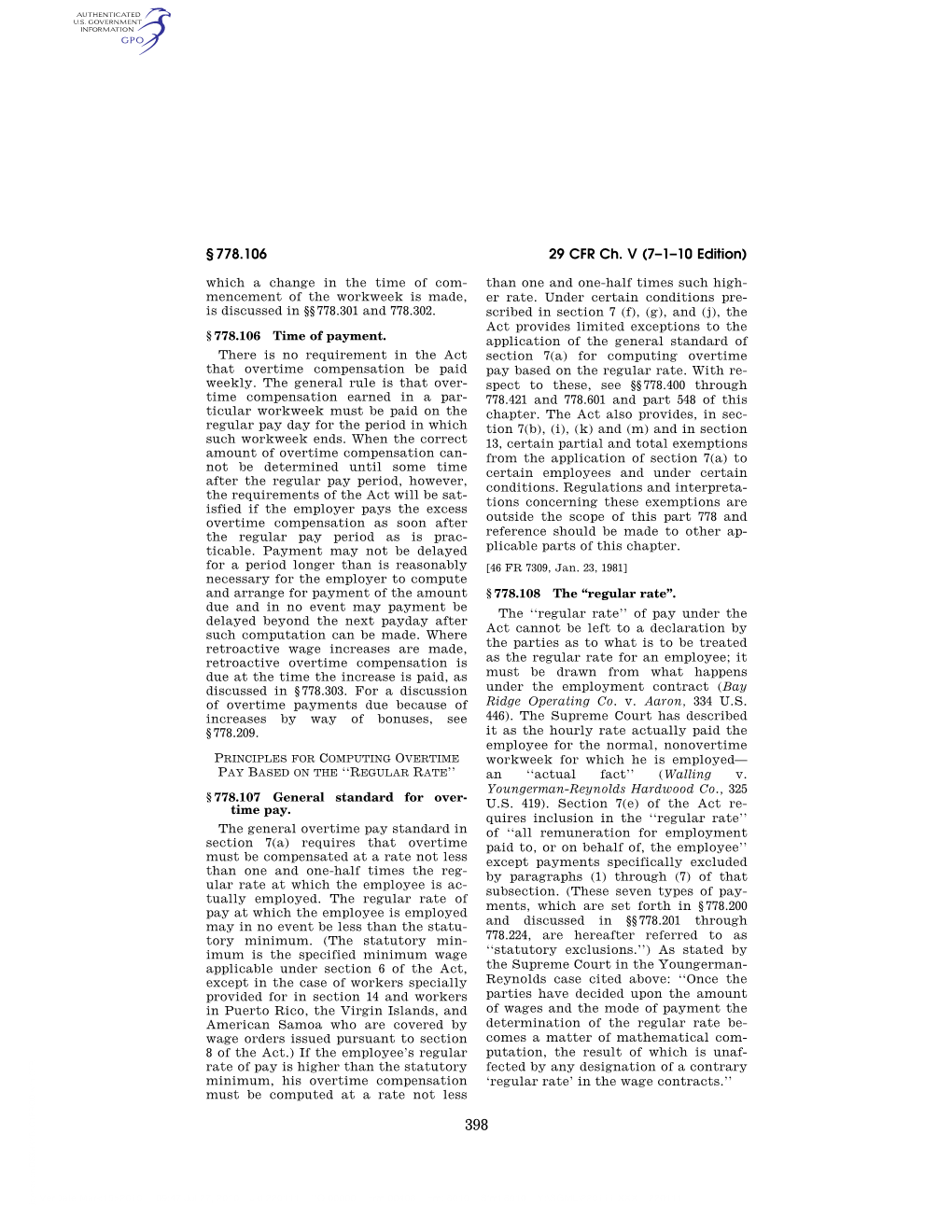 29 CFR Ch. V (7–1–10 Edition) § 778.106