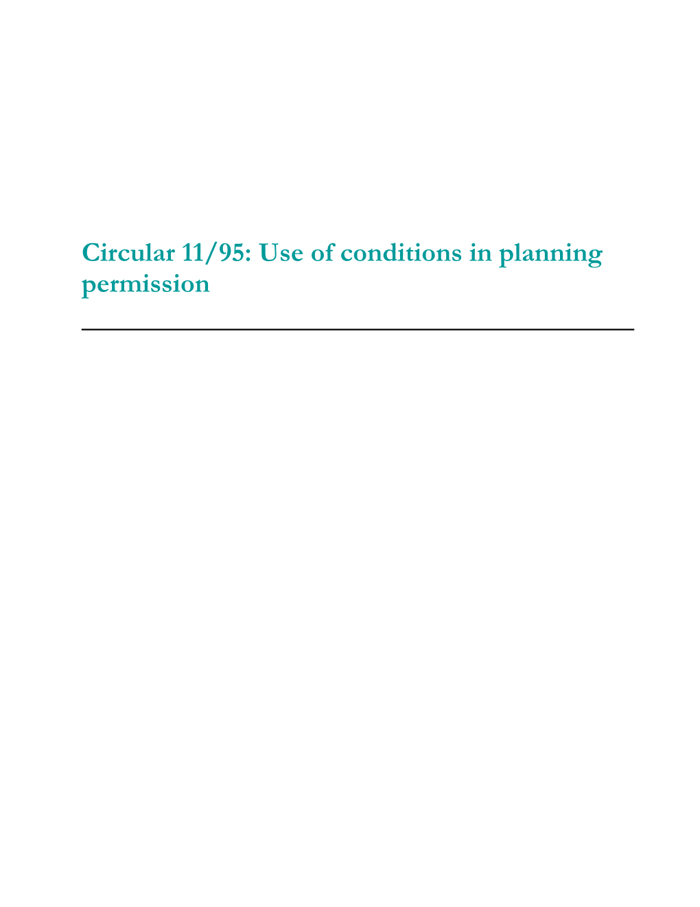 Circular 11/95: Use of Conditions in Planning Permission