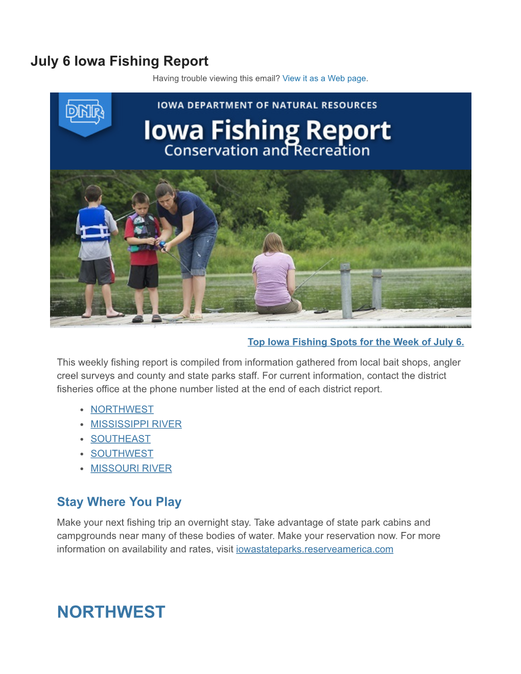 July 6 Iowa Fishing Report.Pdf