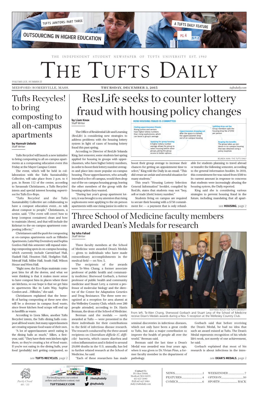 The Tufts Daily Volume Lxx, Number 55