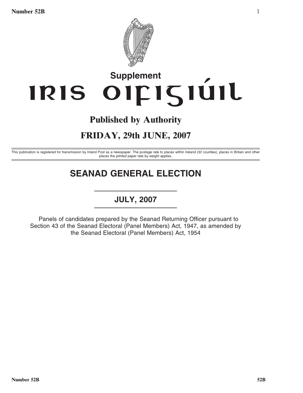 Seanad General Election, July 2007