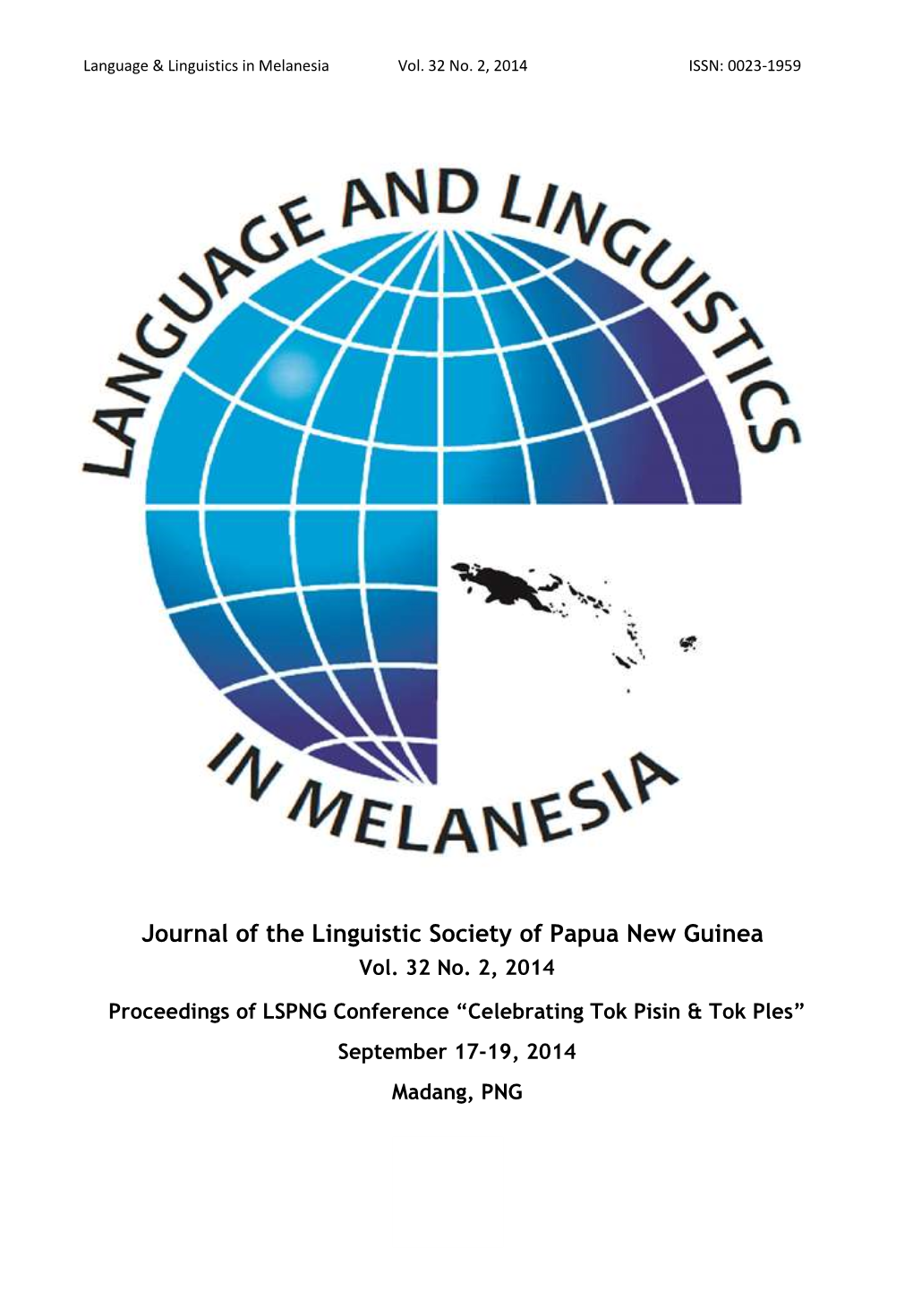 Journal of the Linguistic Society of Papua New Guinea