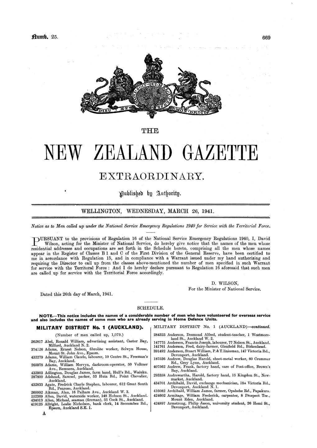 New Zealand Gazette Extraordinary