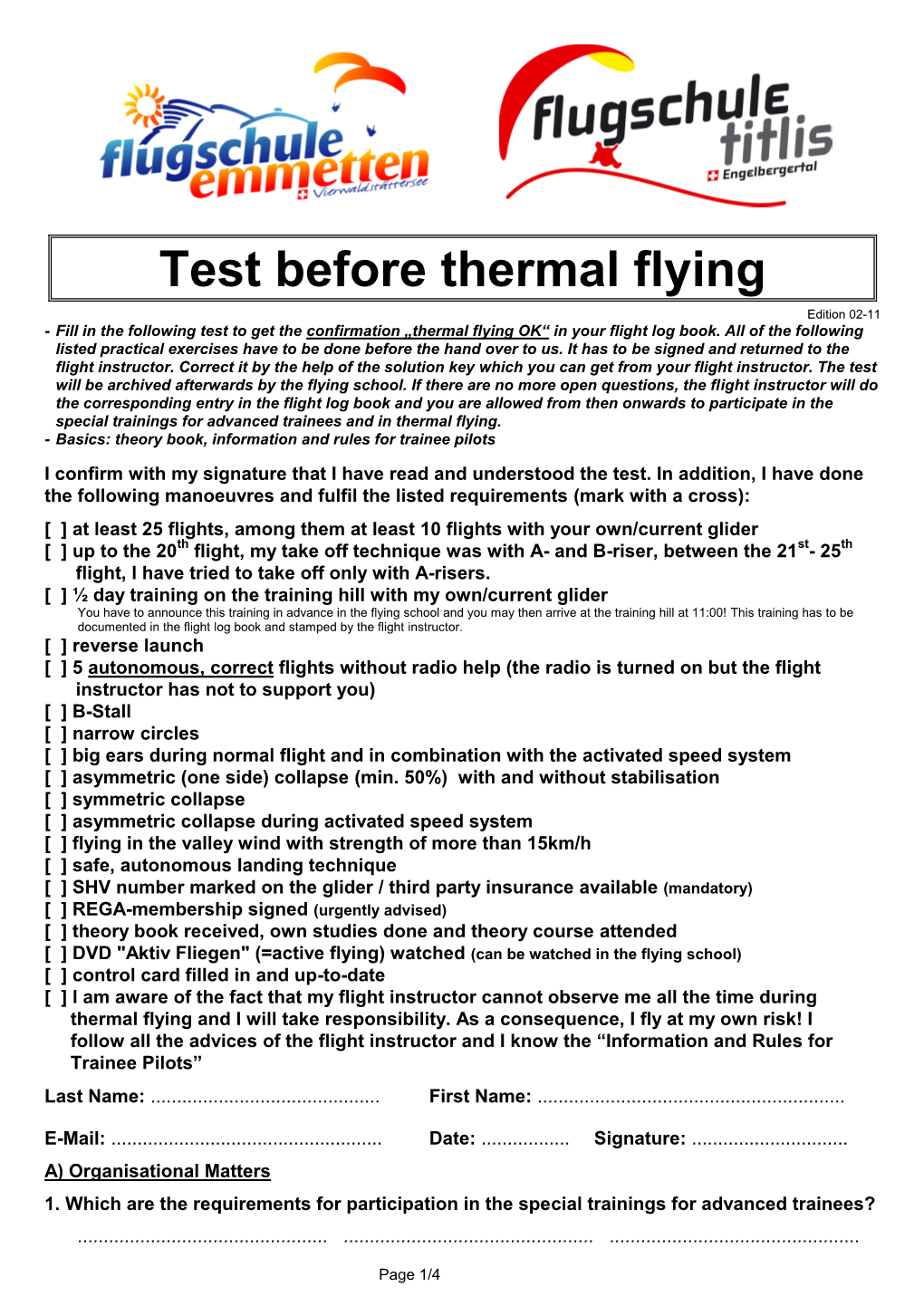 Test Flugpraxis