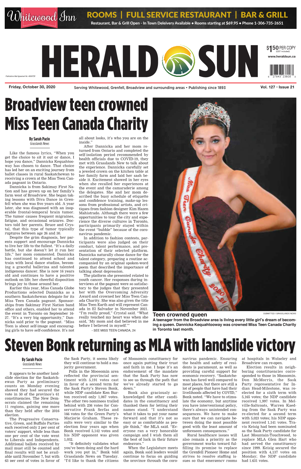 Broadview Teen Crowned Miss Teen Canada Charity