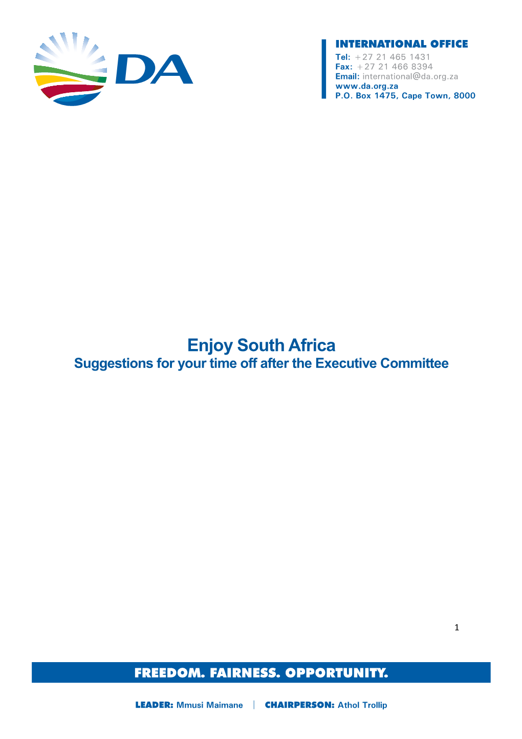 Enjoy South Africa Suggestions for Your Time Off After the Executive Committee