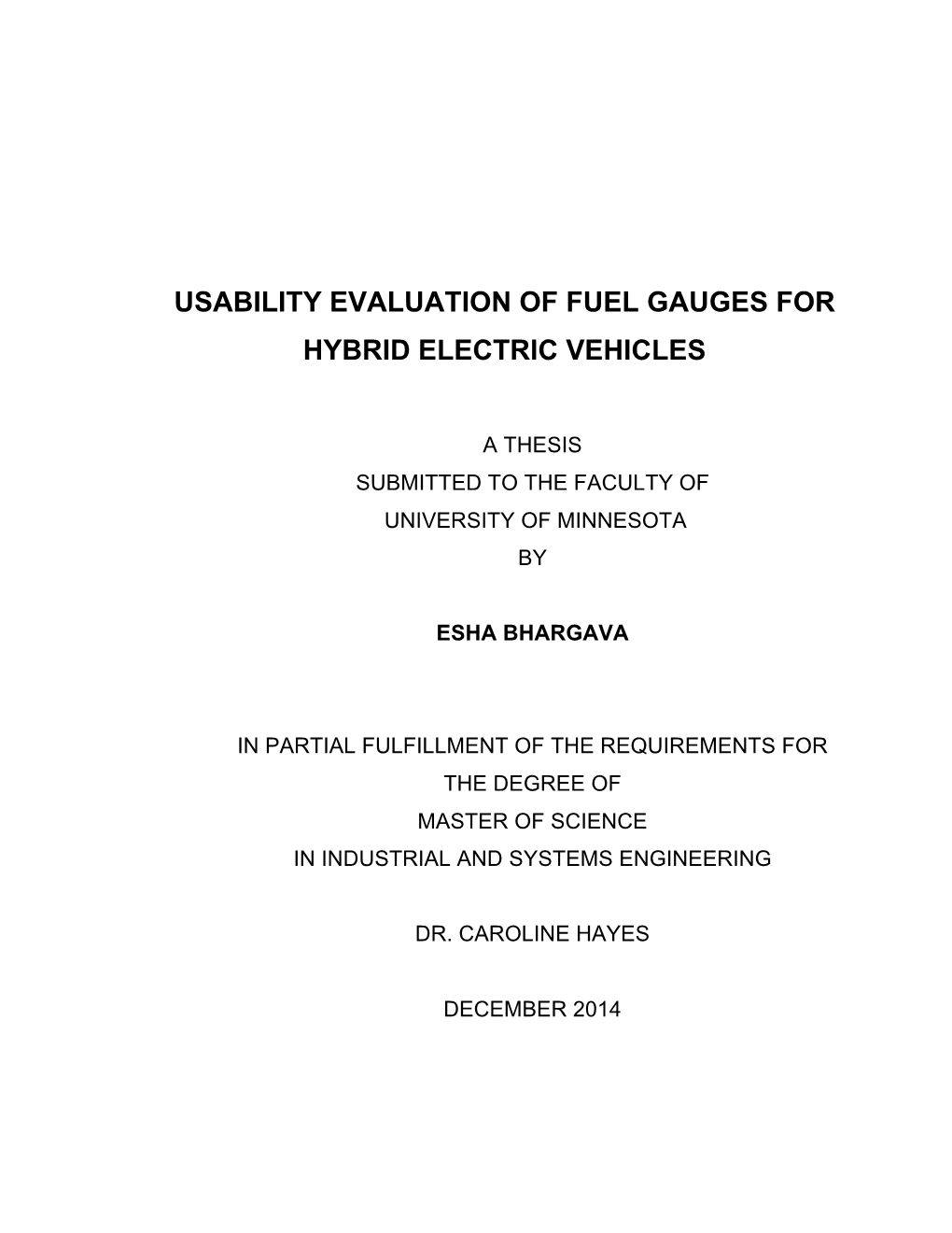 Usability Evaluation of Fuel Gauges for Hybrid Electric Vehicles