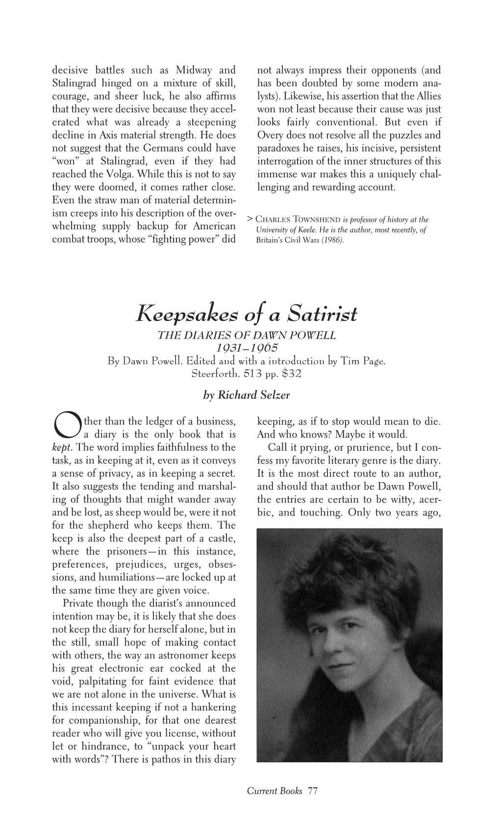 Keepsakes of a Satirist the DIARIES of DAWN POWELL 1931–1965 by Dawn Powell
