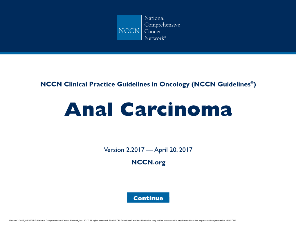 (NCCN Guidelines®) Anal Carcinoma