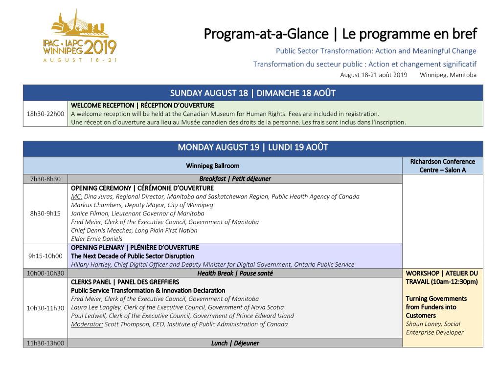 Program-At-A-Glance | Le Programme En Bref