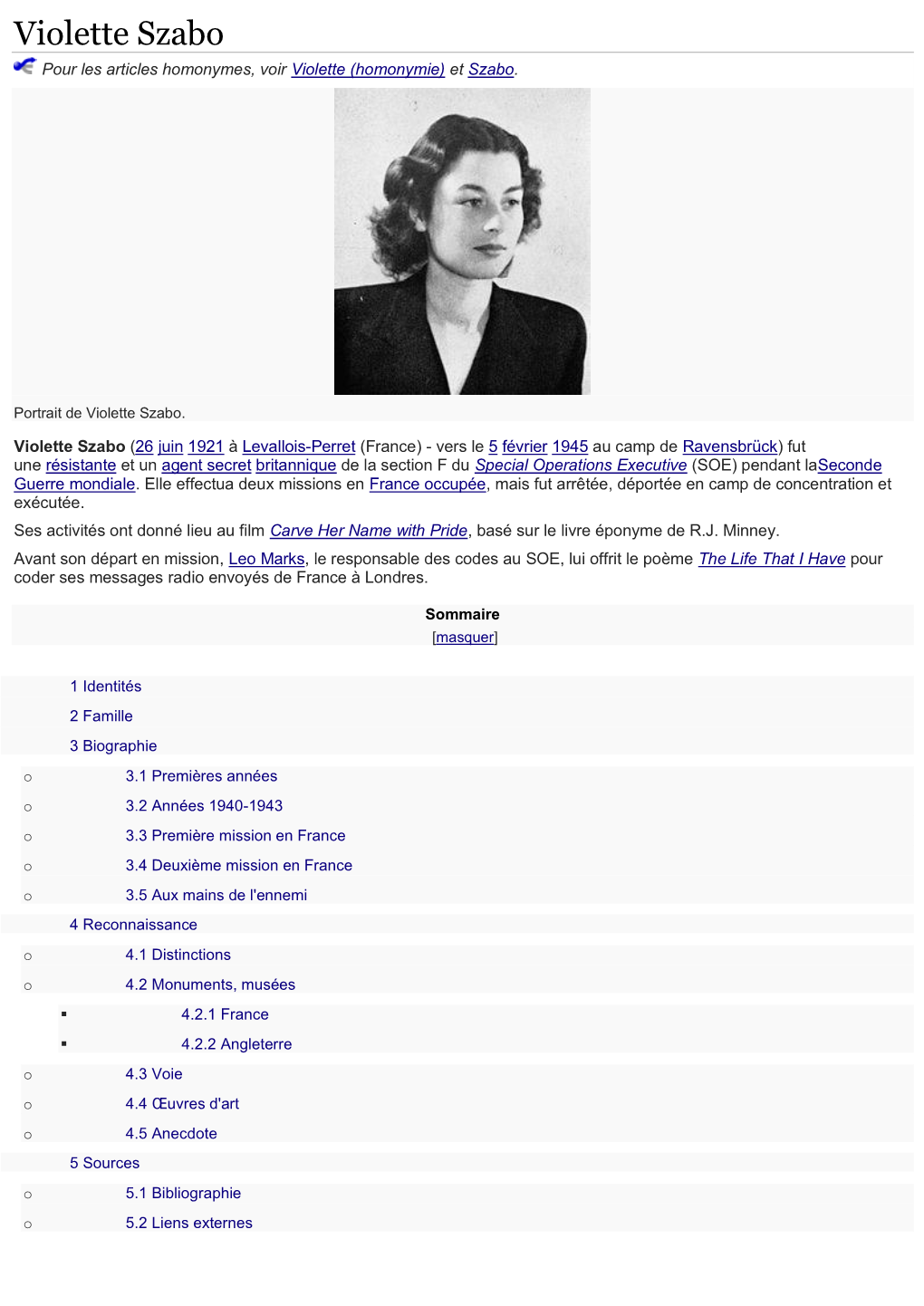 Violette Szabo Pour Les Articles Homonymes, Voir Violette (Homonymie) Et Szabo