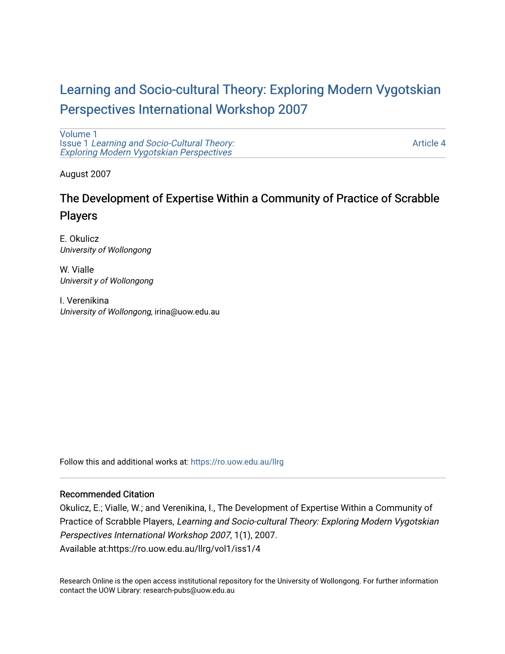 The Development of Expertise Within a Community of Practice of Scrabble Players