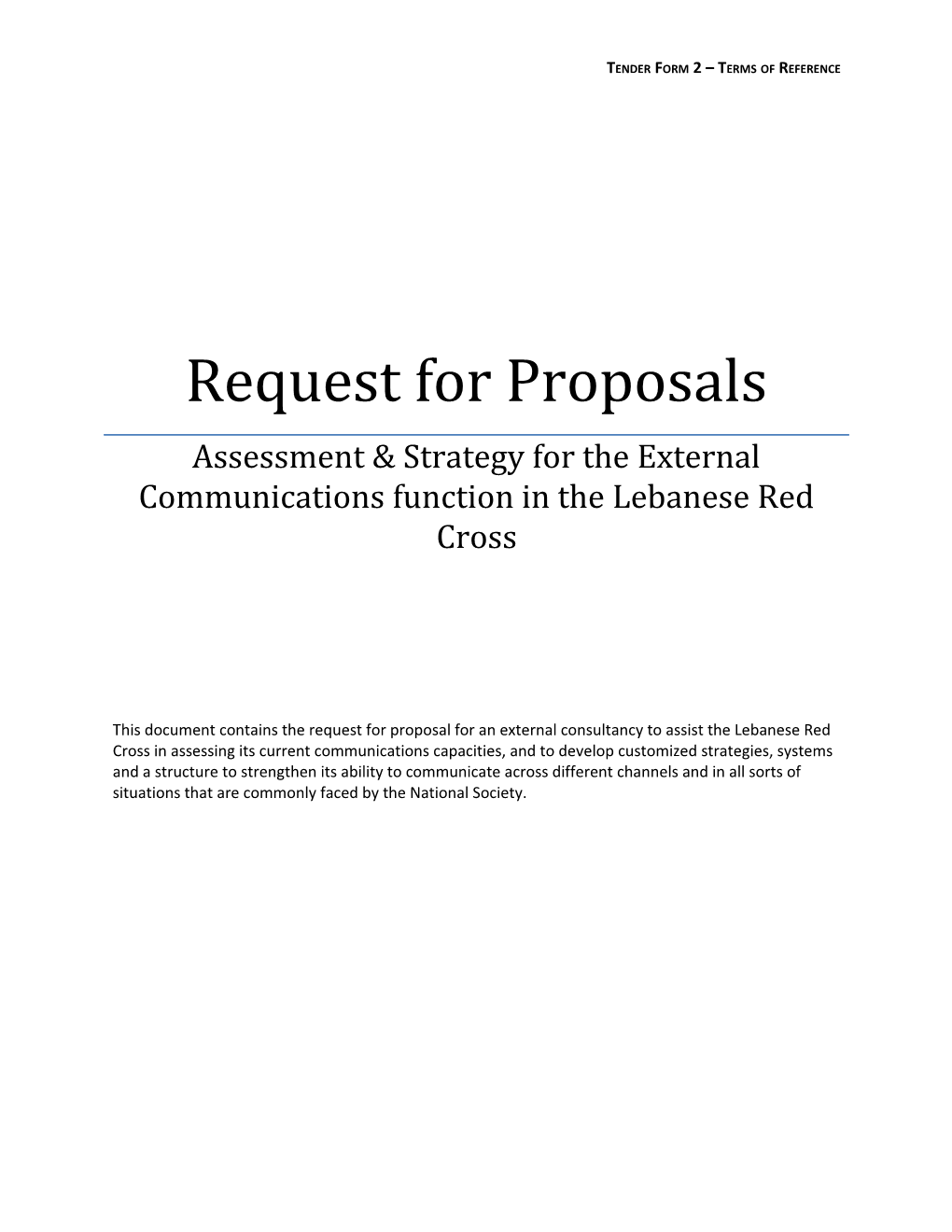 Request for Proposals s63