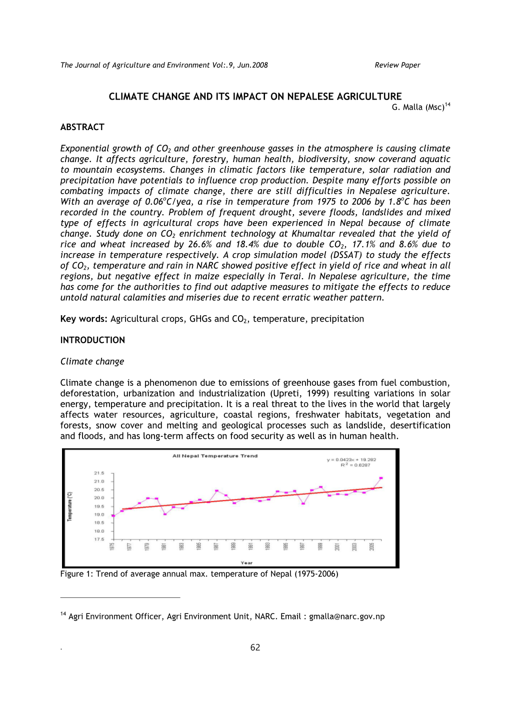 Climate Change and Its Impact on Nepalese Agriculture G