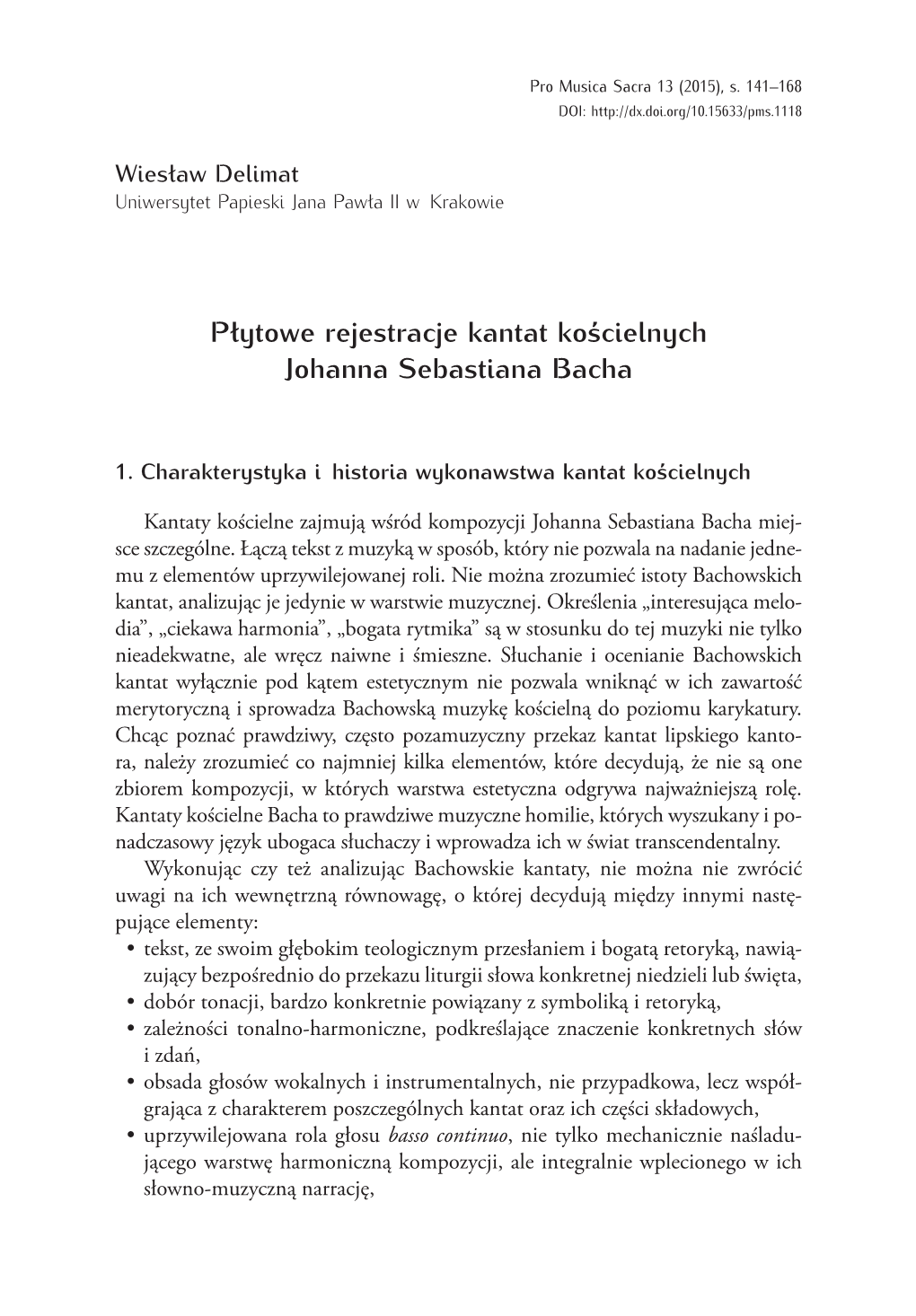 Płytowe Rejestracje Kantat Kościelnych Johanna Sebastiana Bacha