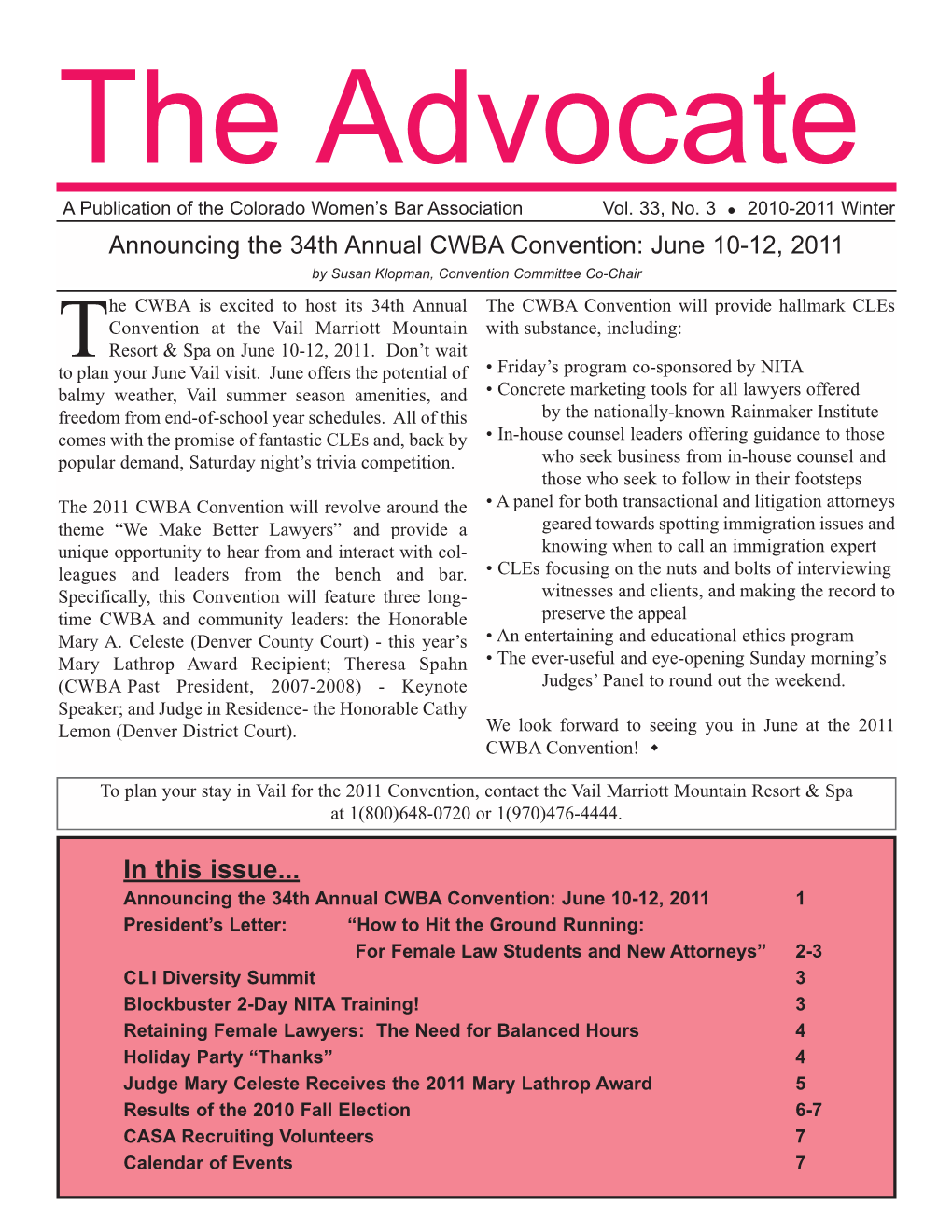 The Advocate- 2010-2011 Winter