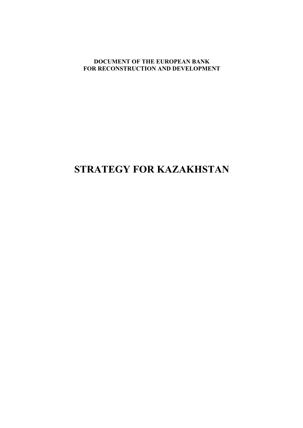 Strategy for Kazakhstan