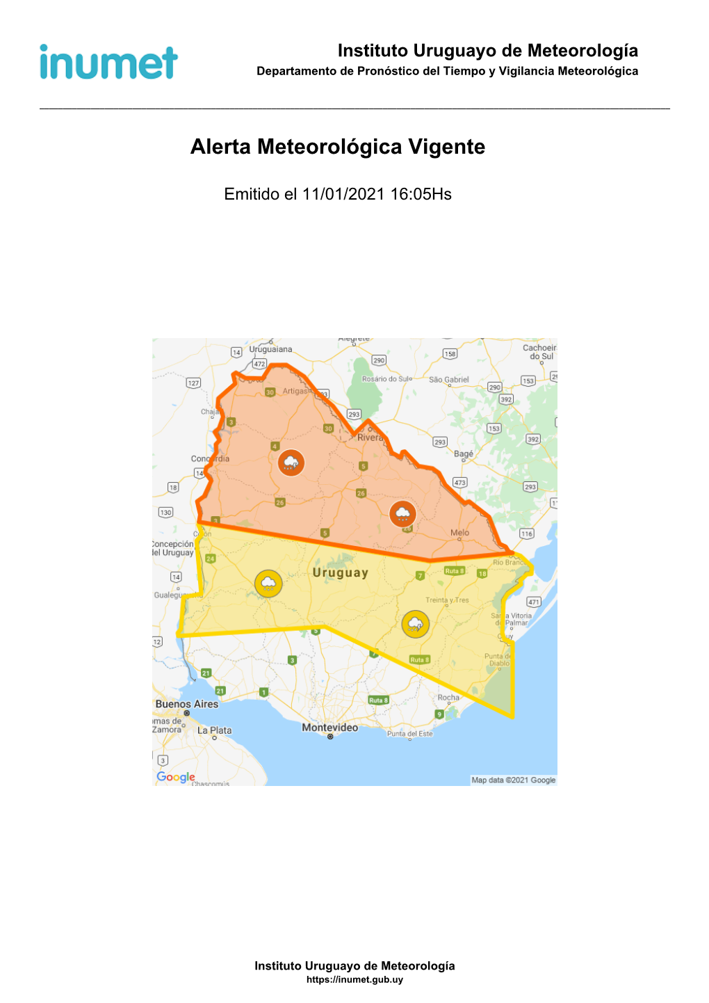 Alerta Meteorológica Vigente