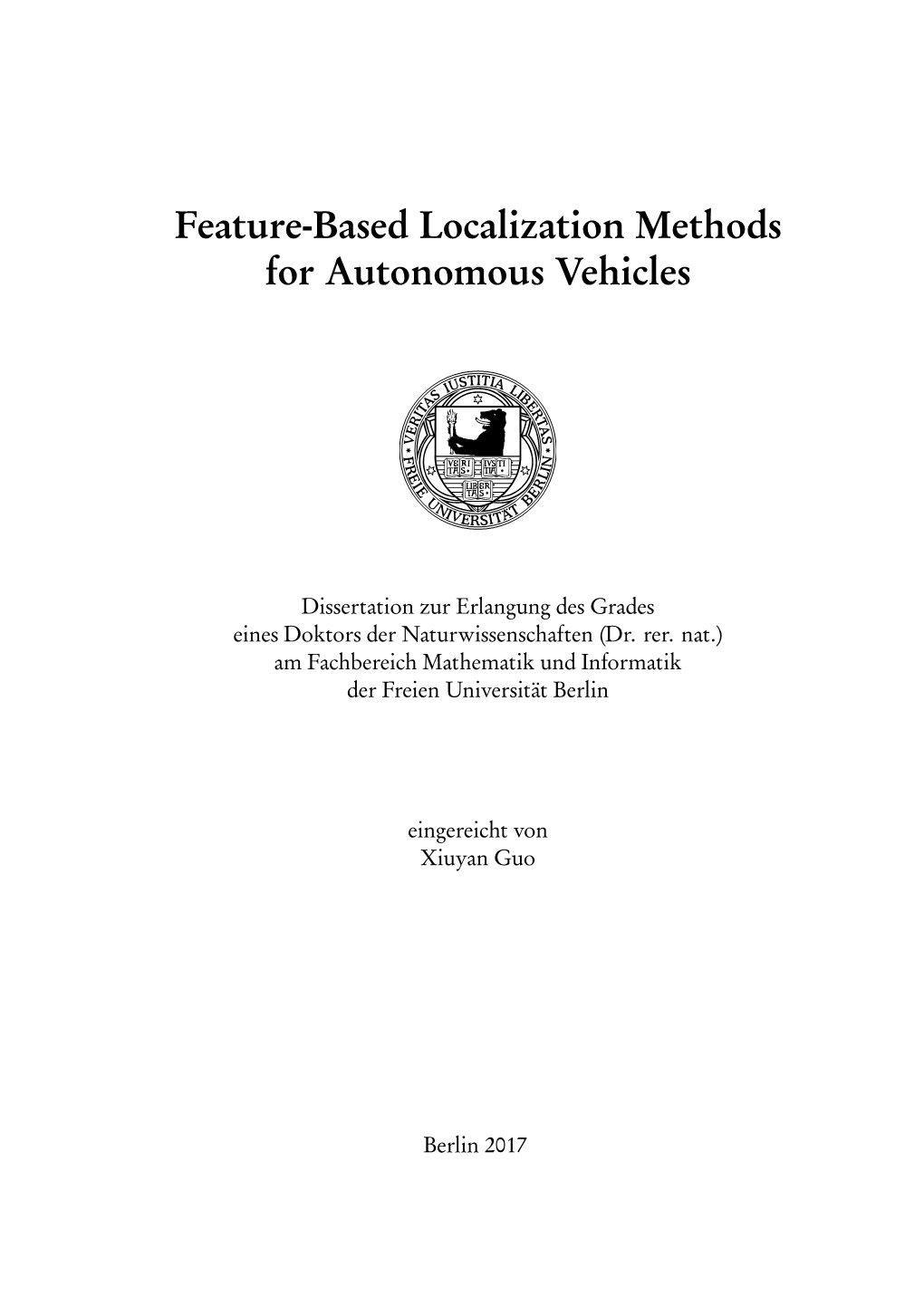 Feature-Based Localization Methods for Autonomous Vehicles