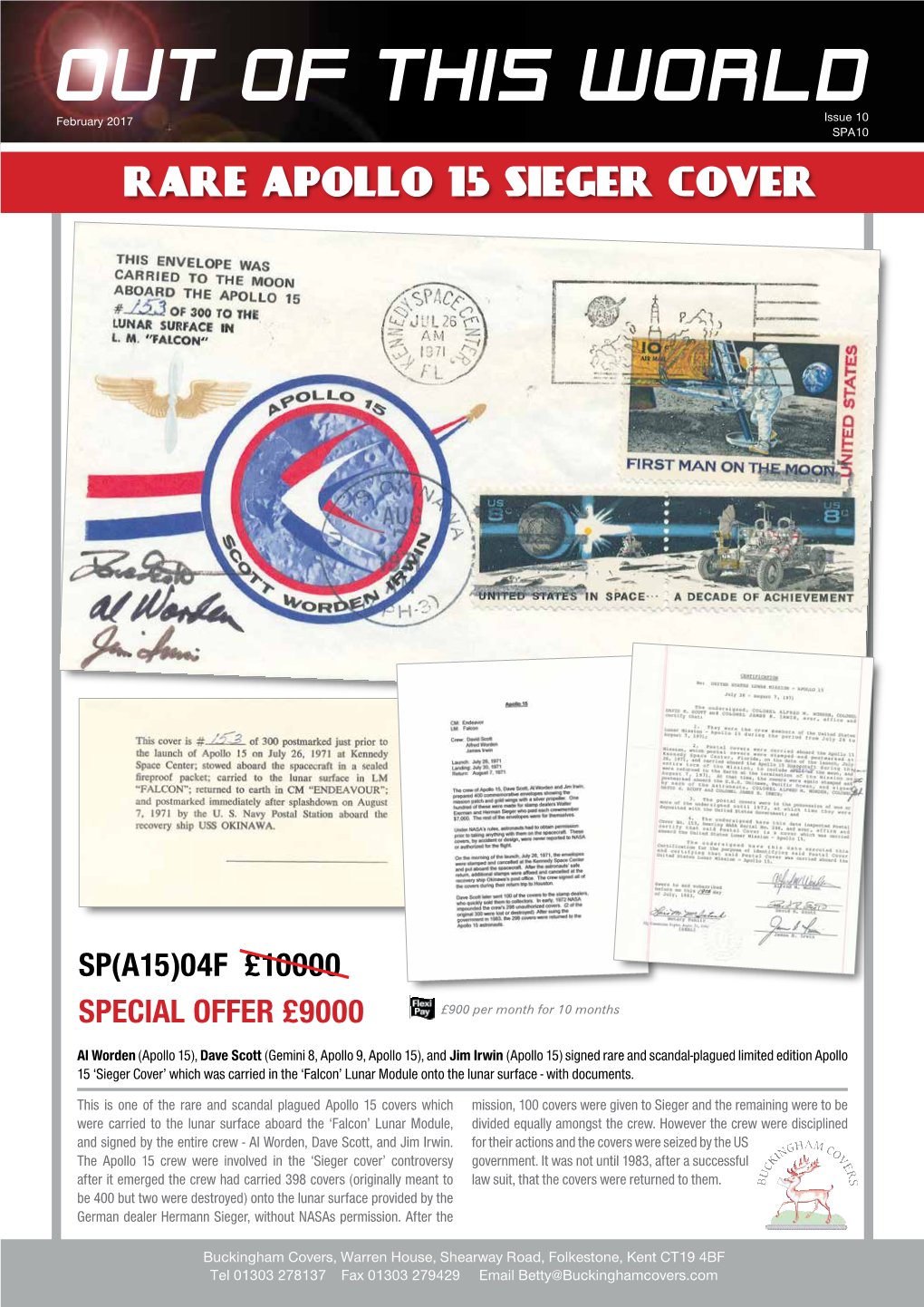 Rare Apollo 15 Sieger Cover