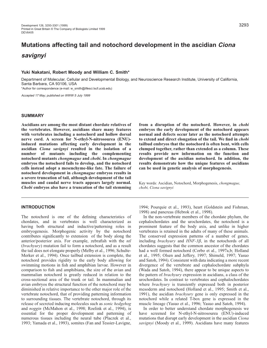 Ascidian Notochord Mutants 3295