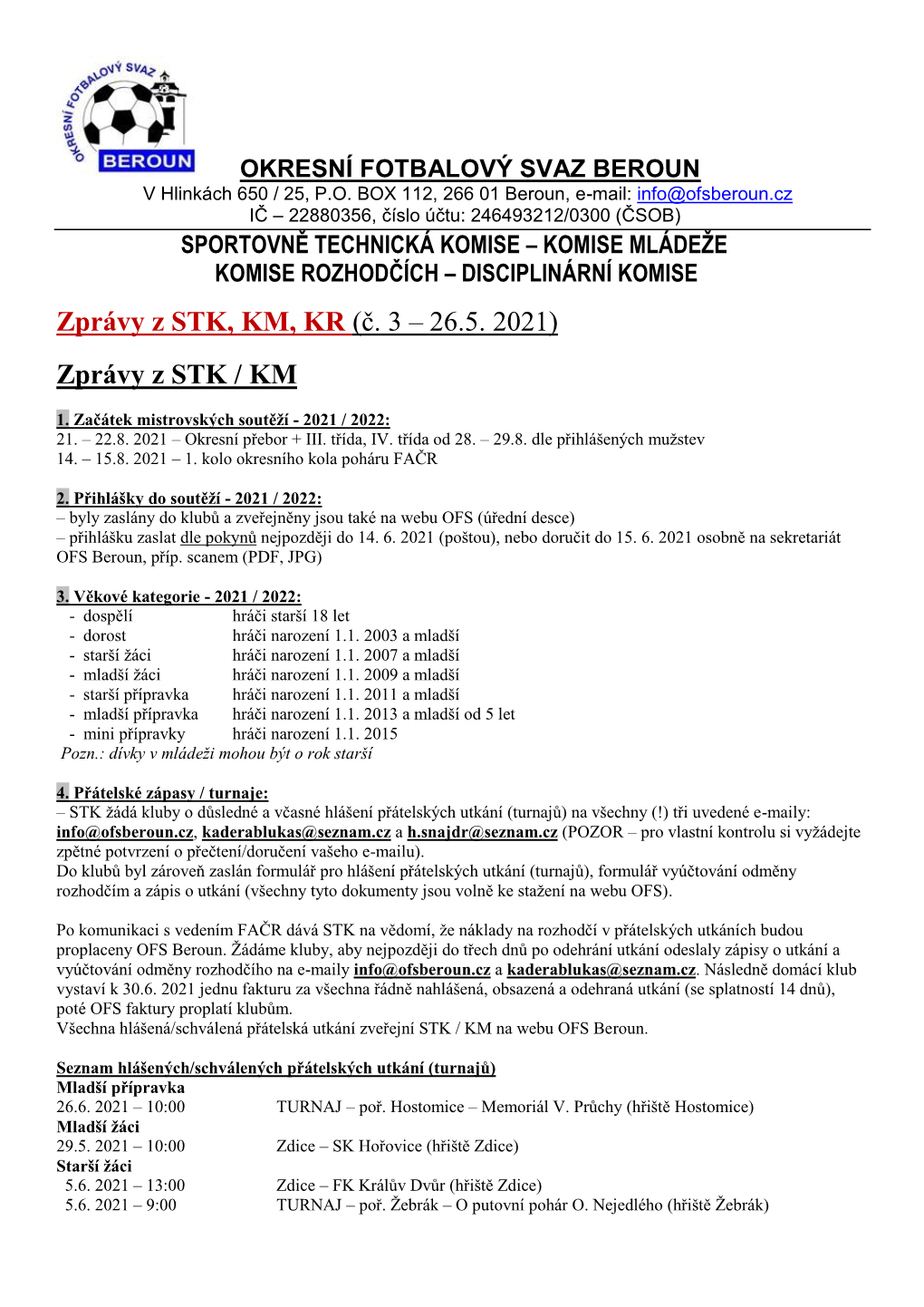 Zprávy Z STK, KM, KR (Č. 3 – 26.5. 2021)