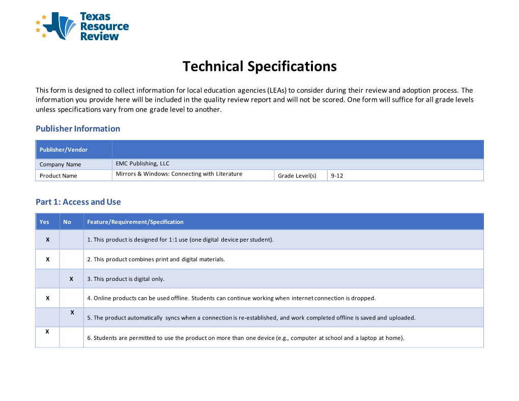 EMC Tech Specs