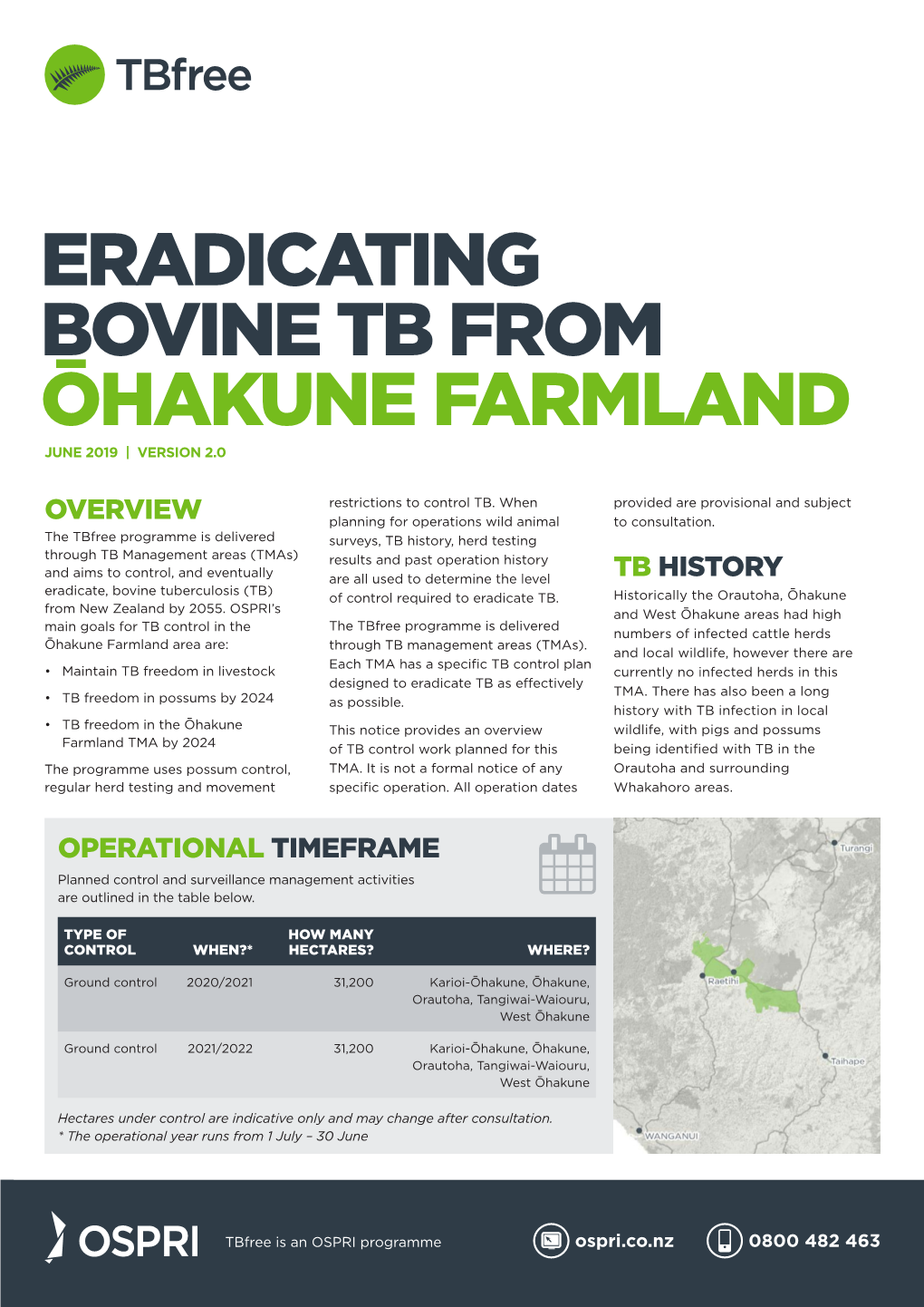 Eradicating Bovine Tb from Ōhakune Farmland June 2019 | Version 2.0