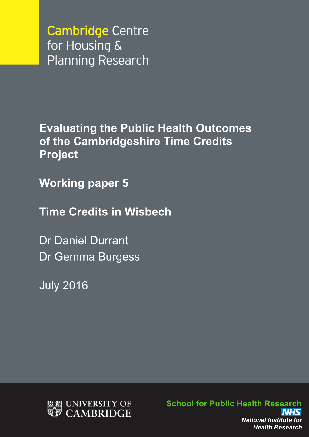 Evaluating the Public Health Outcomes of the Cambridgeshire Time Credits Project