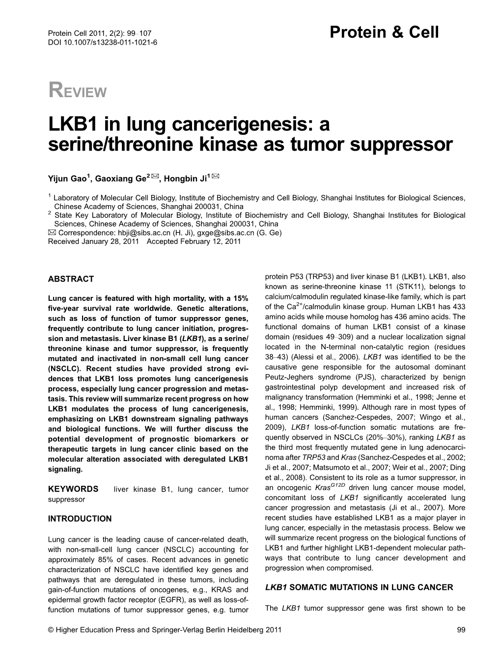 A Serine/Threonine Kinase As Tumor Suppressor