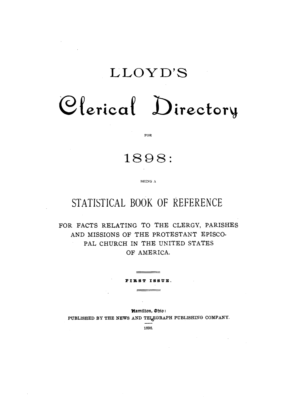 Lloyd's Clerical Directory for 1898