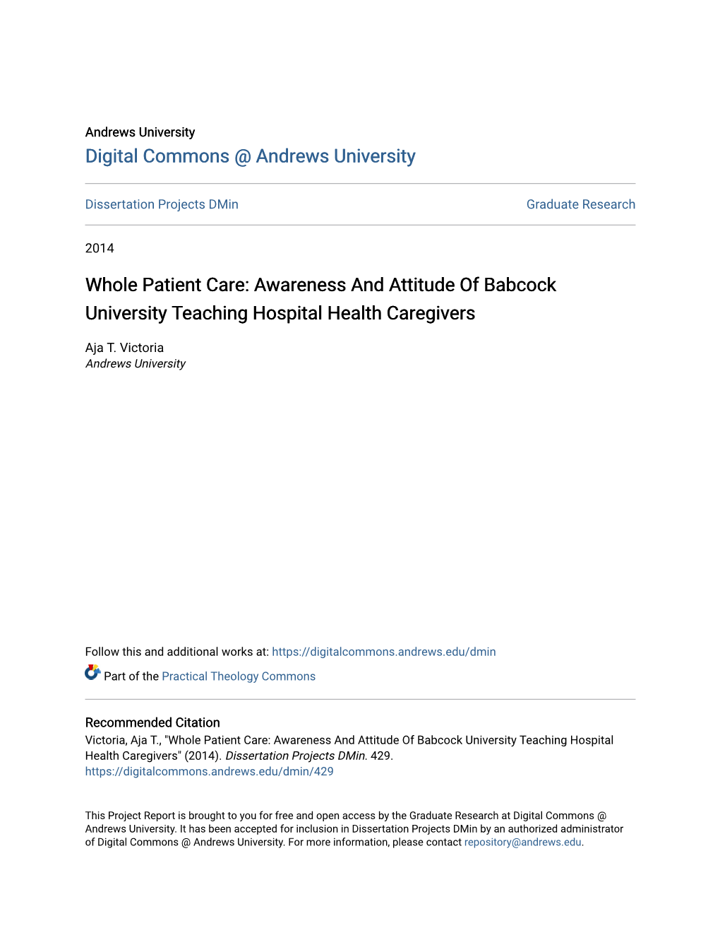 Awareness and Attitude of Babcock University Teaching Hospital Health Caregivers