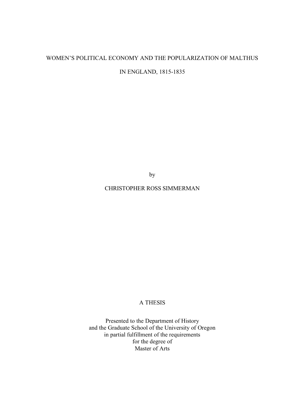 Women's Political Economy and the Popularization Of