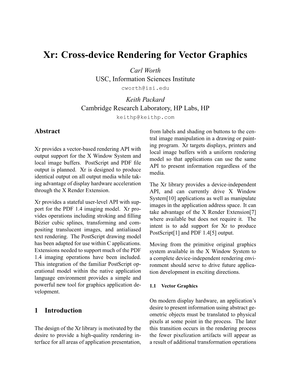 Xr: Cross-Device Rendering for Vector Graphics
