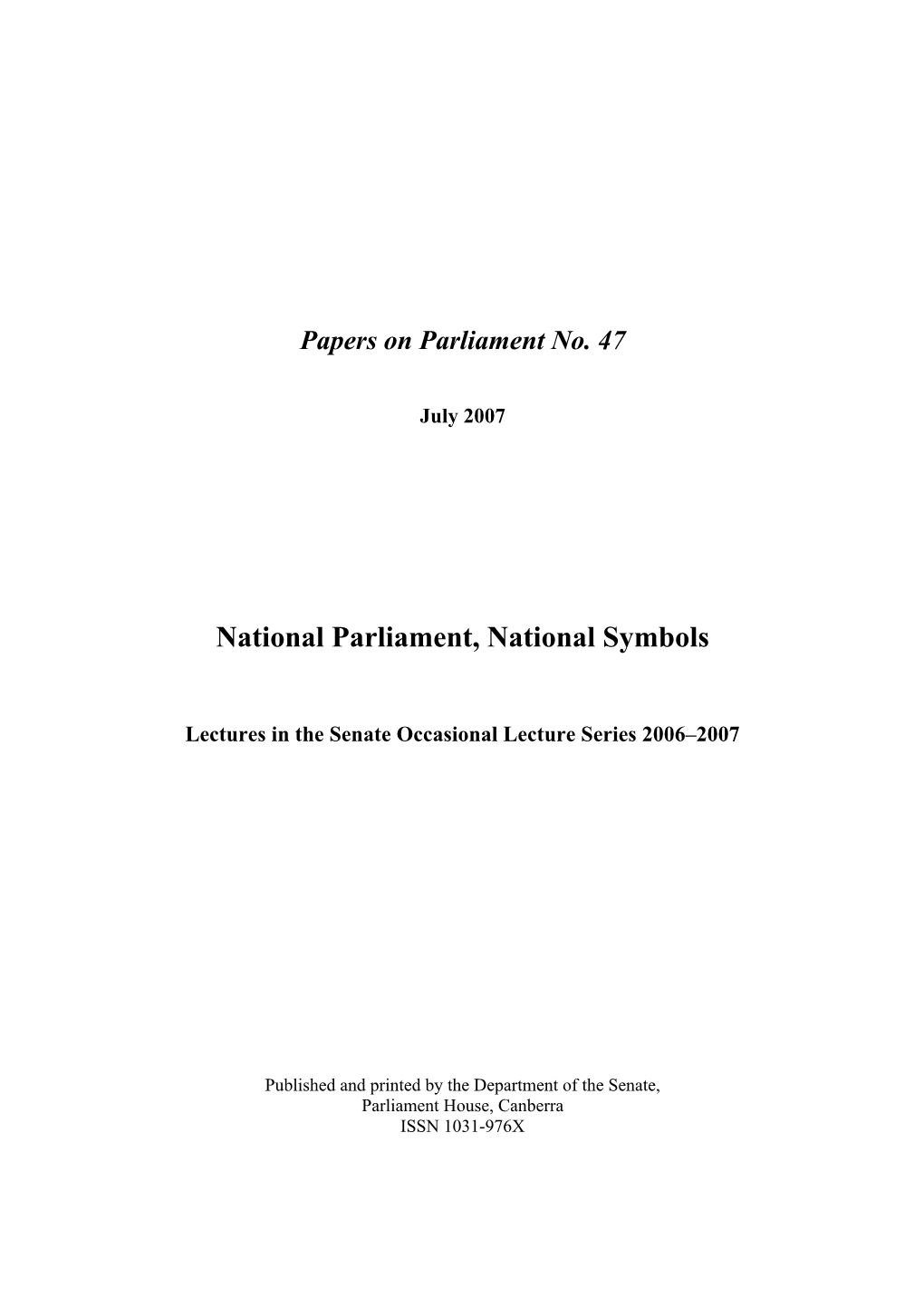 Papers on Parliament No