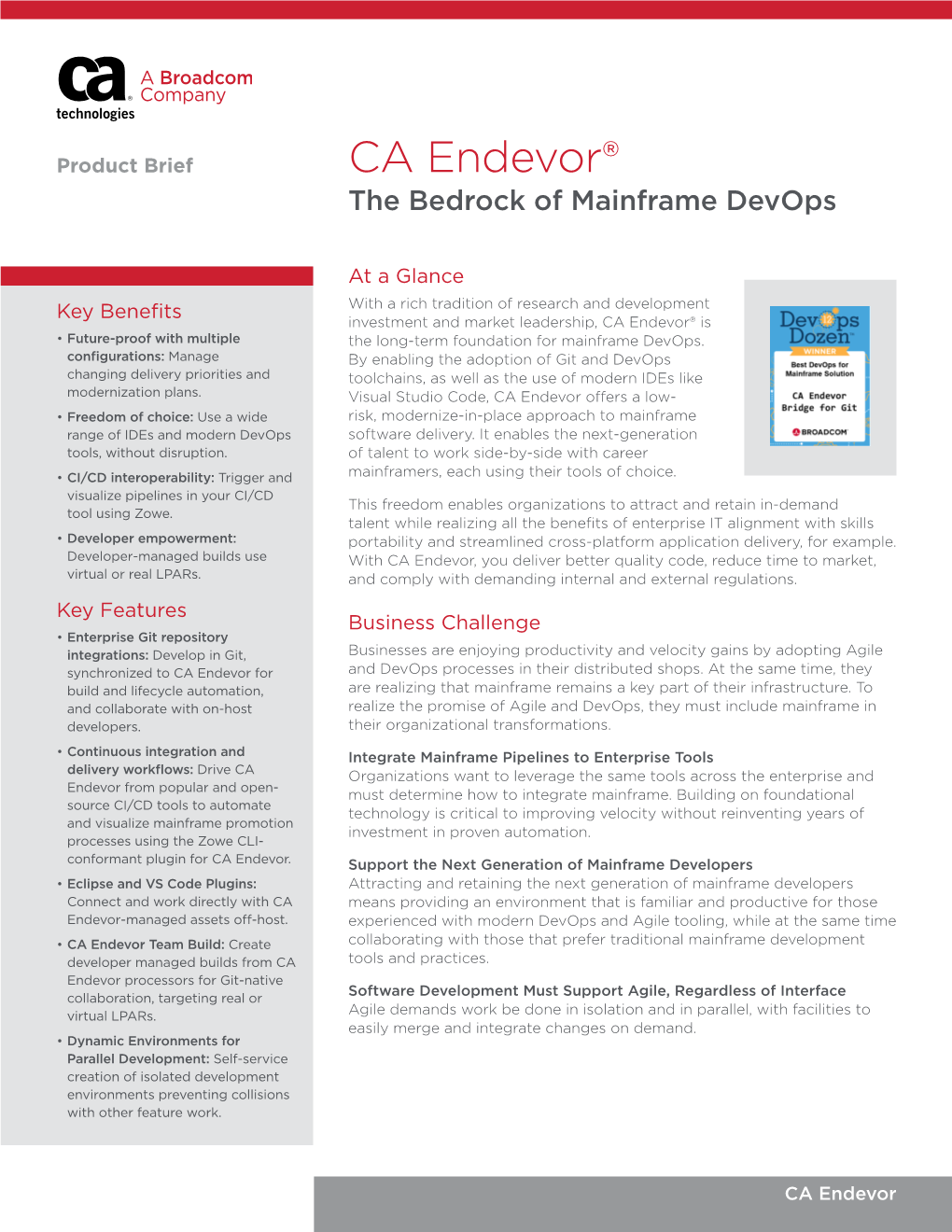 CA Endevor the Bedrock of Mainframe Devops Product Brief