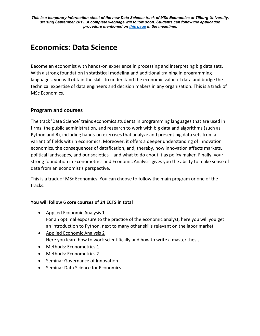 Economics: Data Science