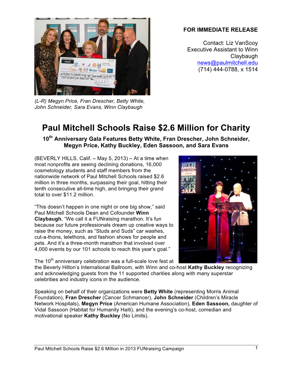 Paul Mitchell Schools Raise $2.6 Million for Charity