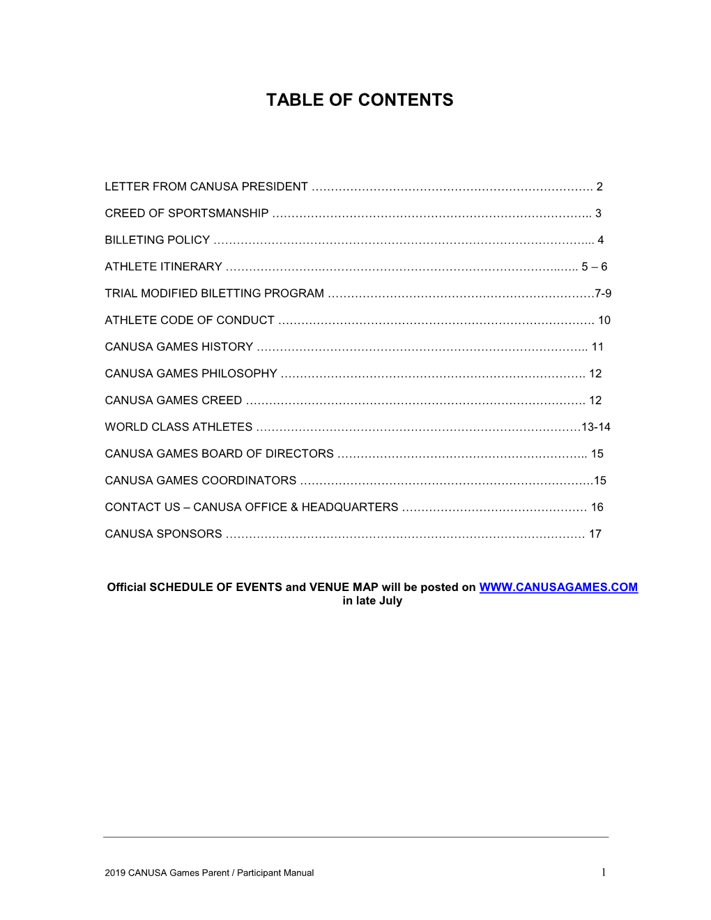 Table of Contents