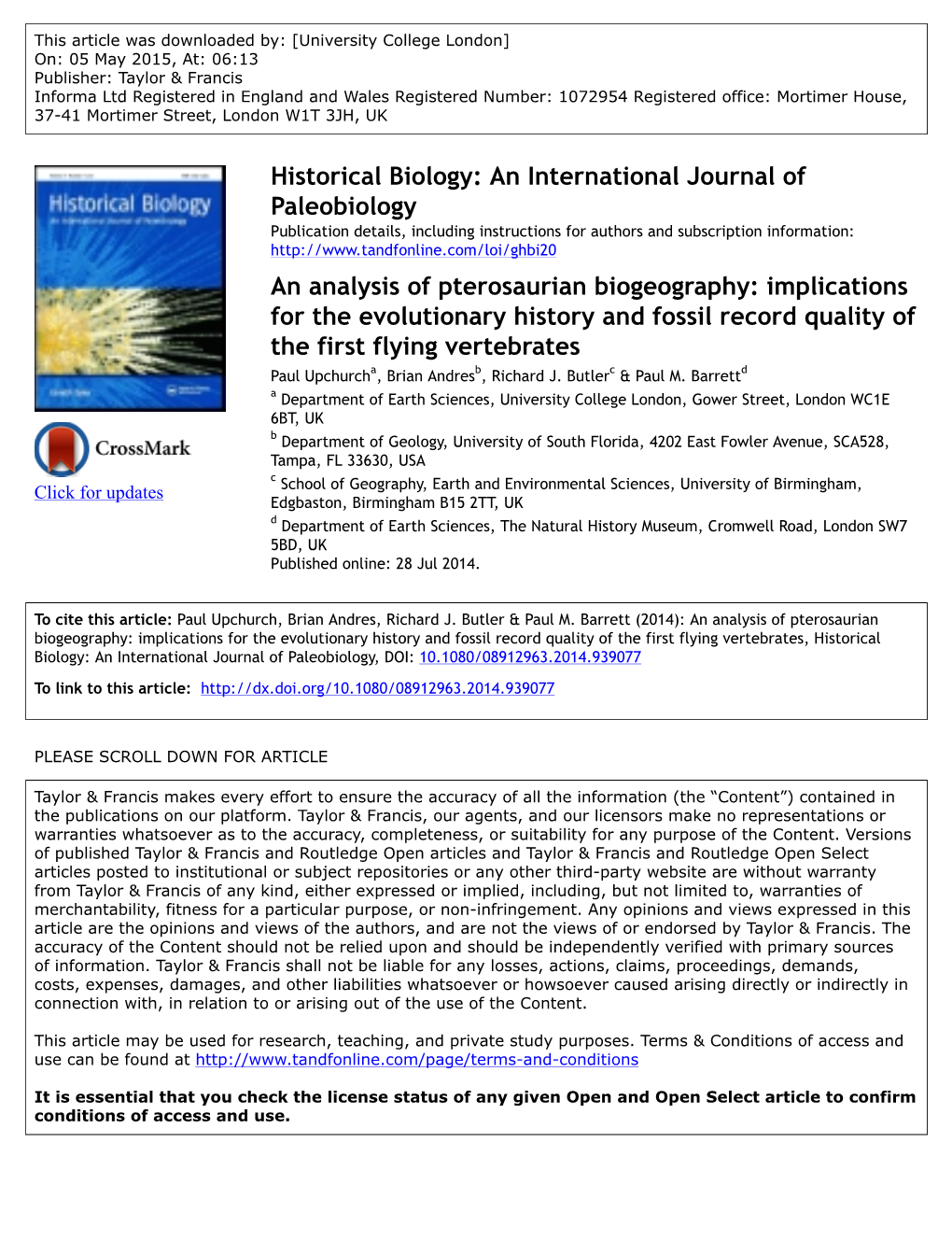 An International Journal of Paleobiology An